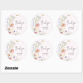 Bruidsbruiloft Wildflowers Roze Ronde Sticker (Vel)