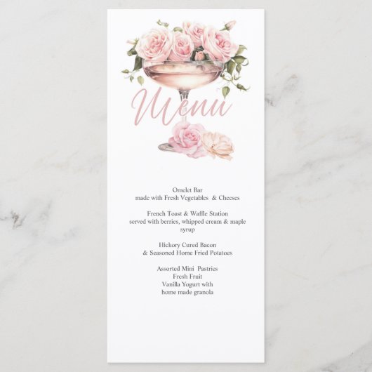 Bruidsbrunch, Bruidsuitnodiging, bloemig, elegant Menu (Voorkant)