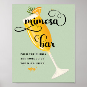 Bruidsbrunch Bruidsuitnodiging   Mimosa Bar Bord Poster