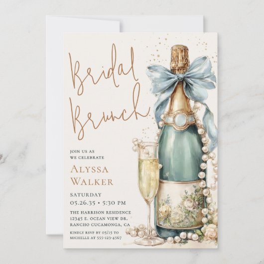 Bruidsbrunch Champagne Fles Kaart (Voorkant)