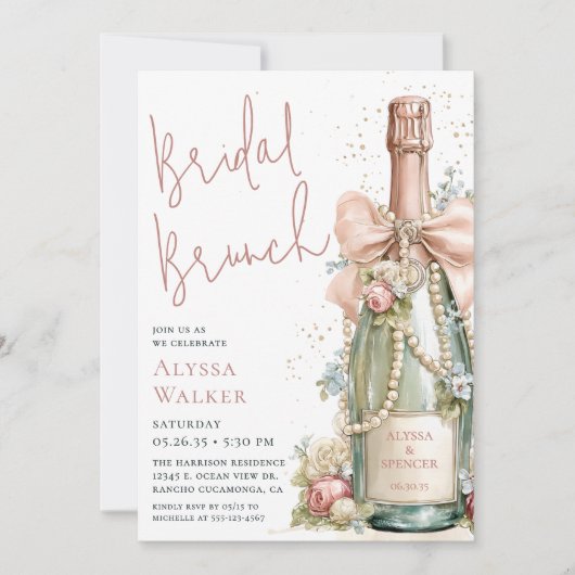 Bruidsbrunch Champagne Fles Kaart (Voorkant)