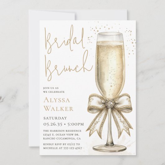 Bruidsbrunch champagneglas kaart (Voorkant)