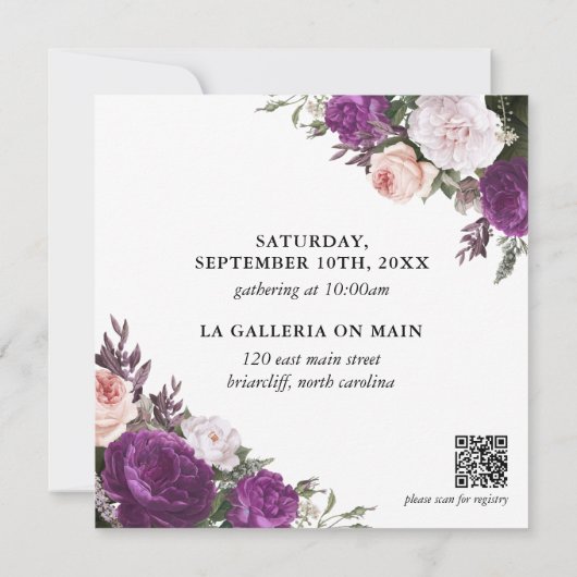 Bruidsbrunch Elegant Mauve Bloemen Rozen Kaart (Achterkant)