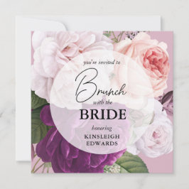 Bruidsbrunch Elegant  Mauve Bloemen Rozen Kaart