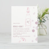 Bruidsbrunch en bruiloft uitnodiging met bubbels (Staand voorkant)