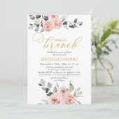 Bruidsbrunch Eucalyptus Dusty Roos Bloemen Kaart (Staand voorkant)