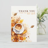 Bruidsbrunch gezellige herfst bruiloft Brown Bedankkaart (Staand voorkant)