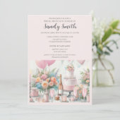 Bruidsbrunch met roze uitnodiging (Staand voorkant)