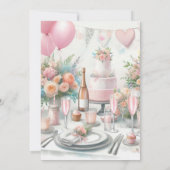 Bruidsbrunch met roze uitnodiging (Achterkant)