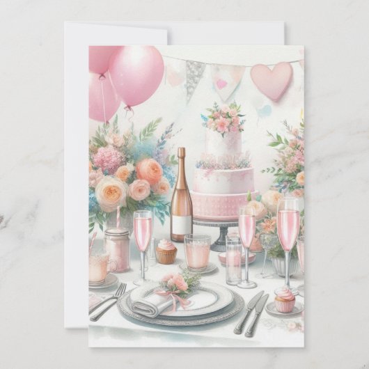 Bruidsbrunch met roze uitnodiging (Achterkant)