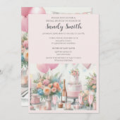 Bruidsbrunch met roze uitnodiging (Voorkant / Achterkant)