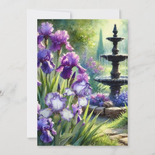 Bruidsbrunch Paarse Irissen Kaart (Achterkant)