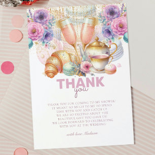 Bruidsbrunch Pastel Roze Glitter Goud Bedankkaart