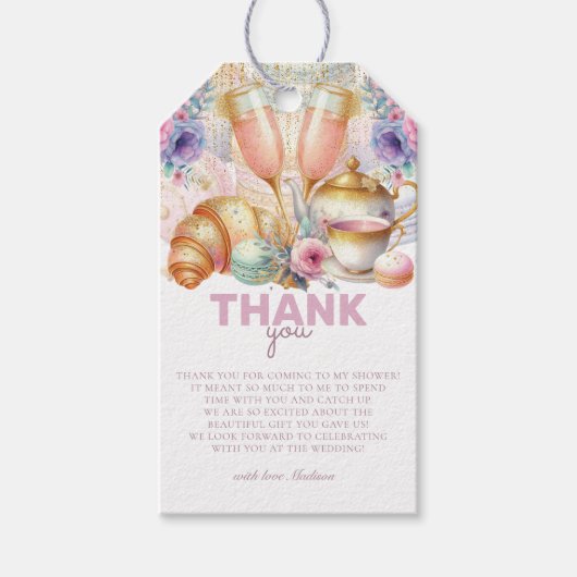 Bruidsbrunch Pastel Roze Glitter Goud Cadeaulabel (Voorkant)