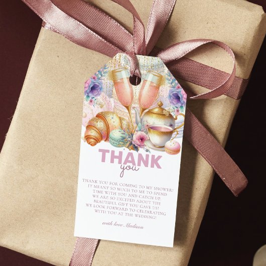 Bruidsbrunch Pastel Roze Glitter Goud Cadeaulabel