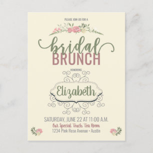 Bruidsbrunch Roos Douche Uitnodiging Briefkaart