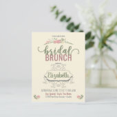 Bruidsbrunch Roos Douche Uitnodiging Briefkaart (Staand voorkant)