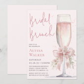Bruidsbrunch Roze Champagneglas Kaart (Voorkant / Achterkant)