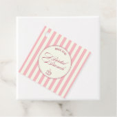 Bruidsbrunch Roze Strepen Vintage Cafe Bruiloft Bedankjes Labels (In situ)