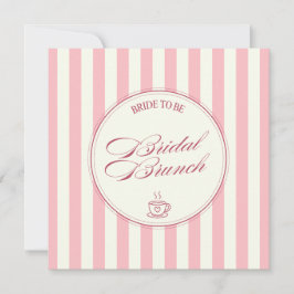 Bruidsbrunch Roze Strepen Vintage Cafe Bruiloft Bedankkaart