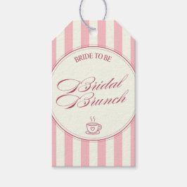 Bruidsbrunch Roze Strepen Vintage Cafe Bruiloft Cadeaulabel