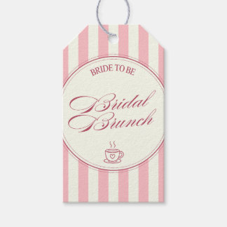 Bruidsbrunch Roze Strepen Vintage Cafe Bruiloft Cadeaulabel
