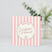 Bruidsbrunch Roze Strepen Vintage Cafe Bruiloft Kaart (Staand voorkant)