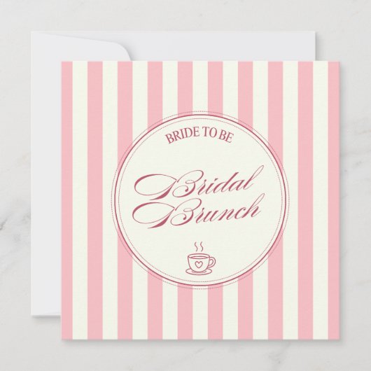 Bruidsbrunch Roze Strepen Vintage Cafe Bruiloft Kaart (Voorkant)