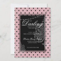 Bruidsbrunch roze zwarte polka stippen save the da