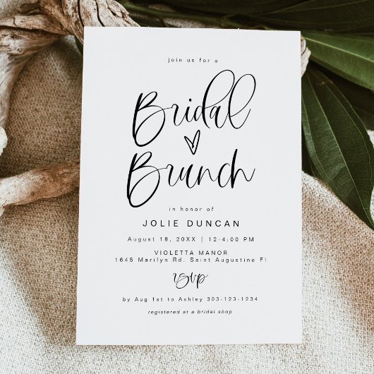 Bruidsbrunch uitnodiging, Whimsical typografie Kaart
