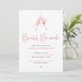 Bruidsbrunch Watercolor Roze Uitnodiging (Staand voorkant)
