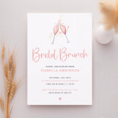 Bruidsbrunch Watercolor Roze Uitnodiging