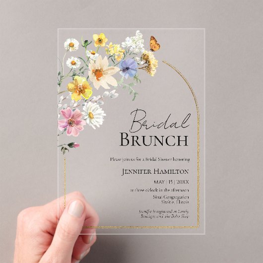 bruidsbrunch | Wildflower Boho Vrijgezellenfeest Acryl Uitnodigingen (Insitu (Draagbaar))