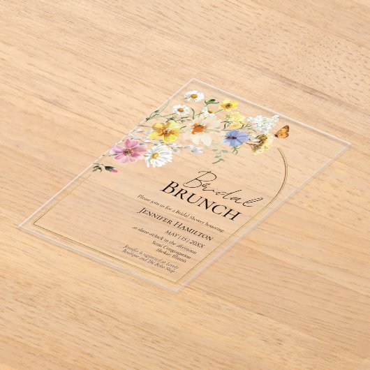bruidsbrunch | Wildflower Boho Vrijgezellenfeest Acryl Uitnodigingen (Laagn)