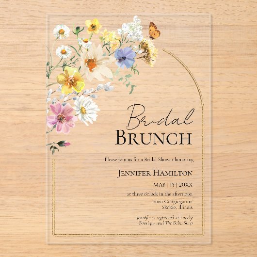 bruidsbrunch | Wildflower Boho Vrijgezellenfeest Acryl Uitnodigingen (Voorkant)