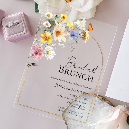 bruidsbrunch | Wildflower Boho Vrijgezellenfeest Acryl Uitnodigingen