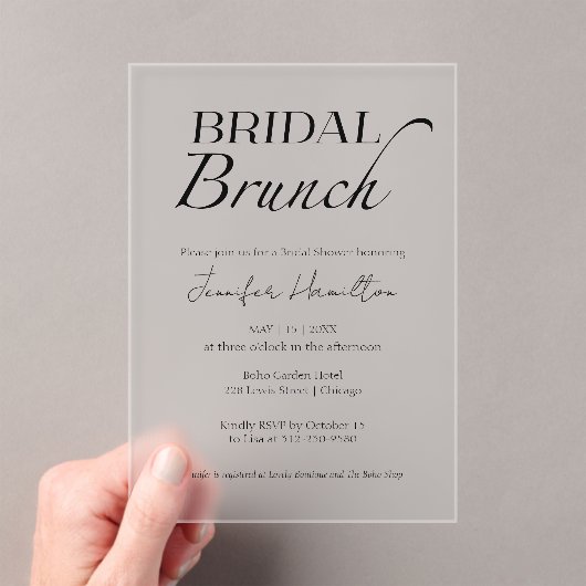 bruidsbrunch | Zwart-wit Vrijgezellenfeest Acryl Uitnodigingen (Insitu (Draagbaar))