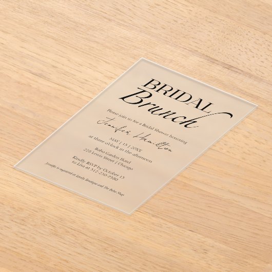 bruidsbrunch | Zwart-wit Vrijgezellenfeest Acryl Uitnodigingen (Laagn)