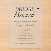 bruidsbrunch | Zwart-wit Vrijgezellenfeest Acryl Uitnodigingen (Voorkant)