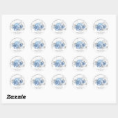 Bruidscadeau 16e Dank Bloem Wit Blauwe Krans Ronde Sticker (Vel)