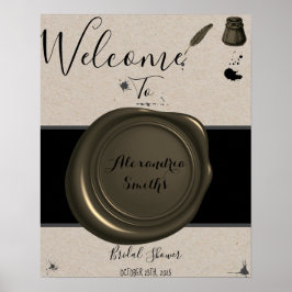 Bruidscadeau bord 'Feather Pen & Inkwell Welcome' Poster