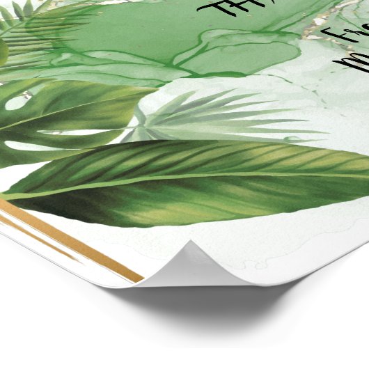 Bruidscadeaus Bruiloft Tropisch Palm Bord Poster (Hoek)