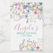 Bruidscadeaushower dranklabel met veldboeket wijn etiket (Enkel label)