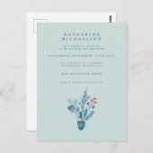 BRUIDSCHAP | Kerst Florale Boeket Uitnodiging (Voorkant / Achterkant)