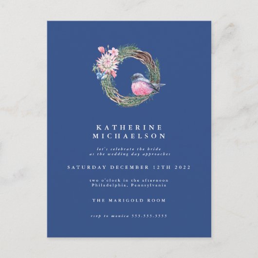 BRUIDSCHAPSDINER | Waterverf Winter Mus Krans Briefkaart (Voorkant)