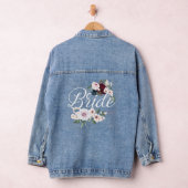 Bruidschrift Bourgondië & Roze Waterverf Flowers Denim Jacket (Hangar)