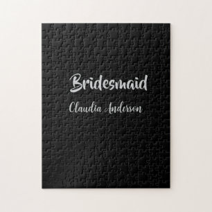 Bruidsdame bruidsmeisje naam zilver zwart bruiloft legpuzzel