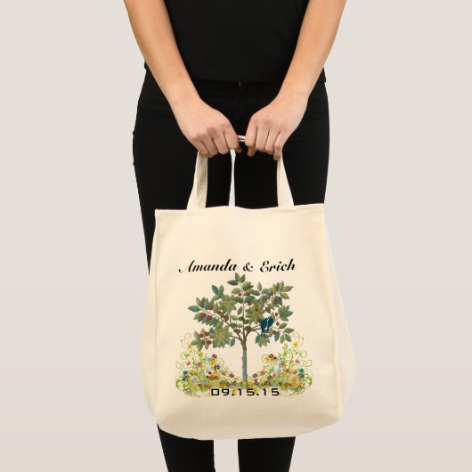 Bruidsdatum Honeymoon Tote met Liefdesvogel Wervel Bag (Voorkant (product))