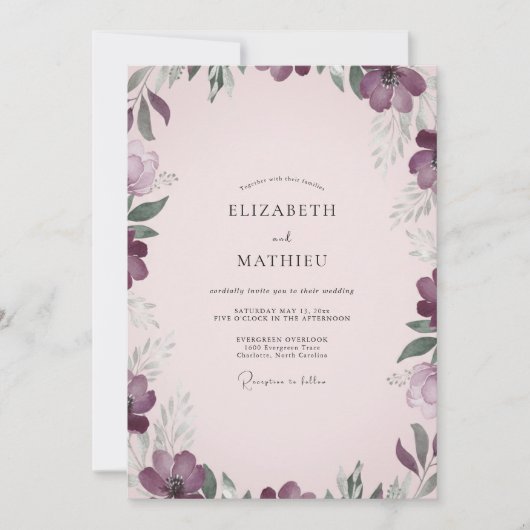 Bruidsdecoratie met Blush Plum Anemone Kaart (Voorkant)