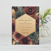 Bruidsdecoratie met Bourgondische bloemenpracht Kaart (Staand voorkant)